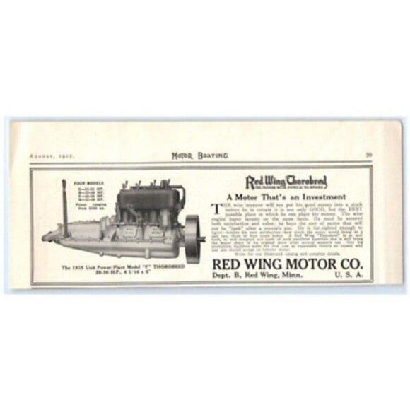 1915 Print Ad Red Wing Thorobred Motor With Power To Spare Model F Boat Canoe! - Picture 3 of 3